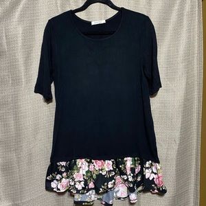 Cute Black & Floral Shirt